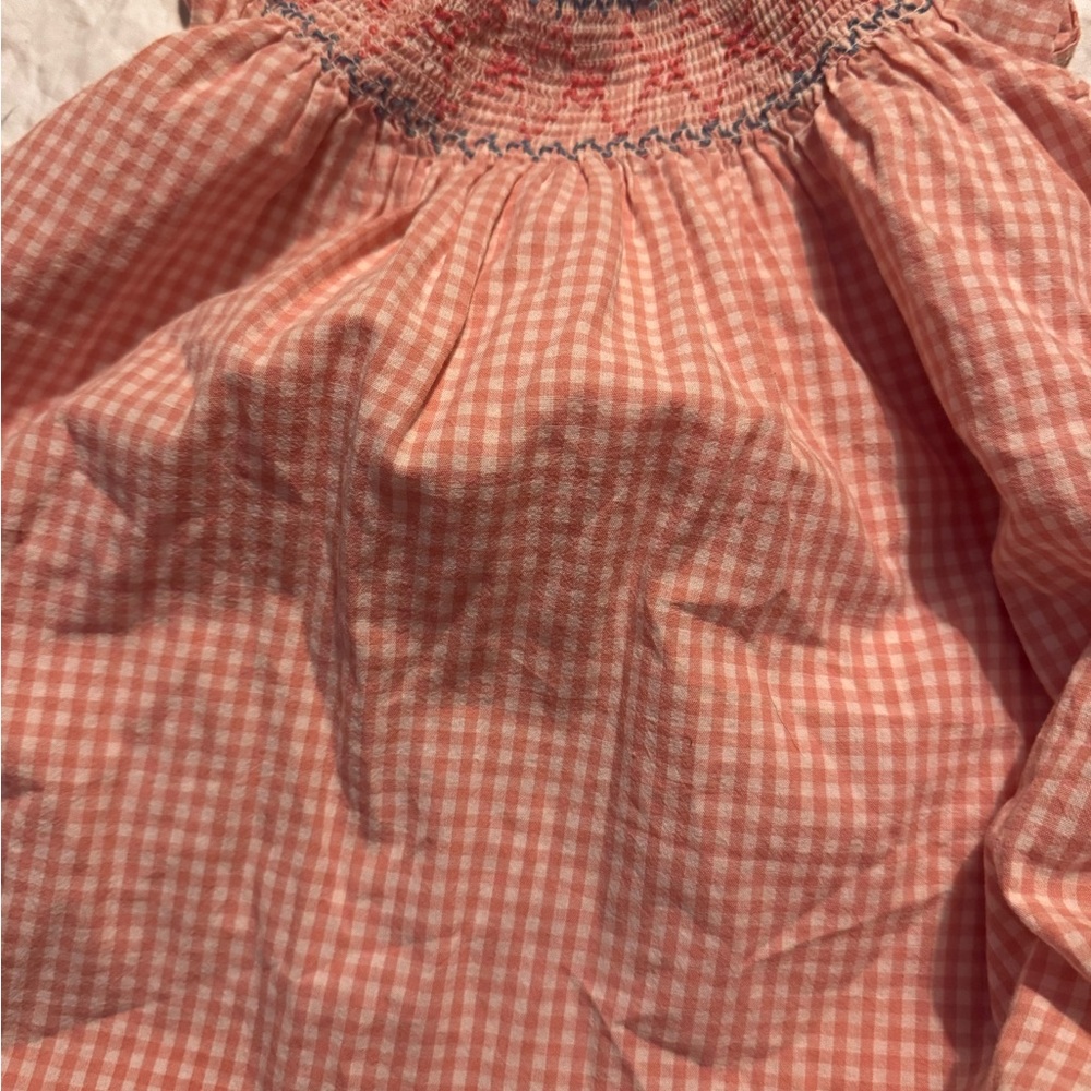 Pink Gingham Smocked Kids Dress